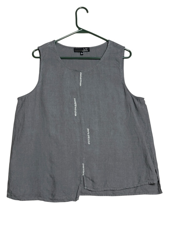 Liv By Habitat Tops - Liv By Habitat 100% Linen Hand Stitch Tank in Taupe Sz L